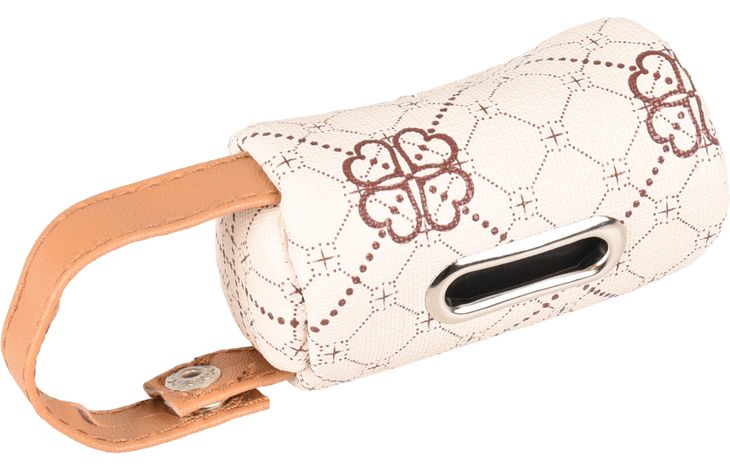 FLAMINGO POO BAG HOLDER VITO BEIGE + 1 ROLL 4,5X4,5X7,5CM