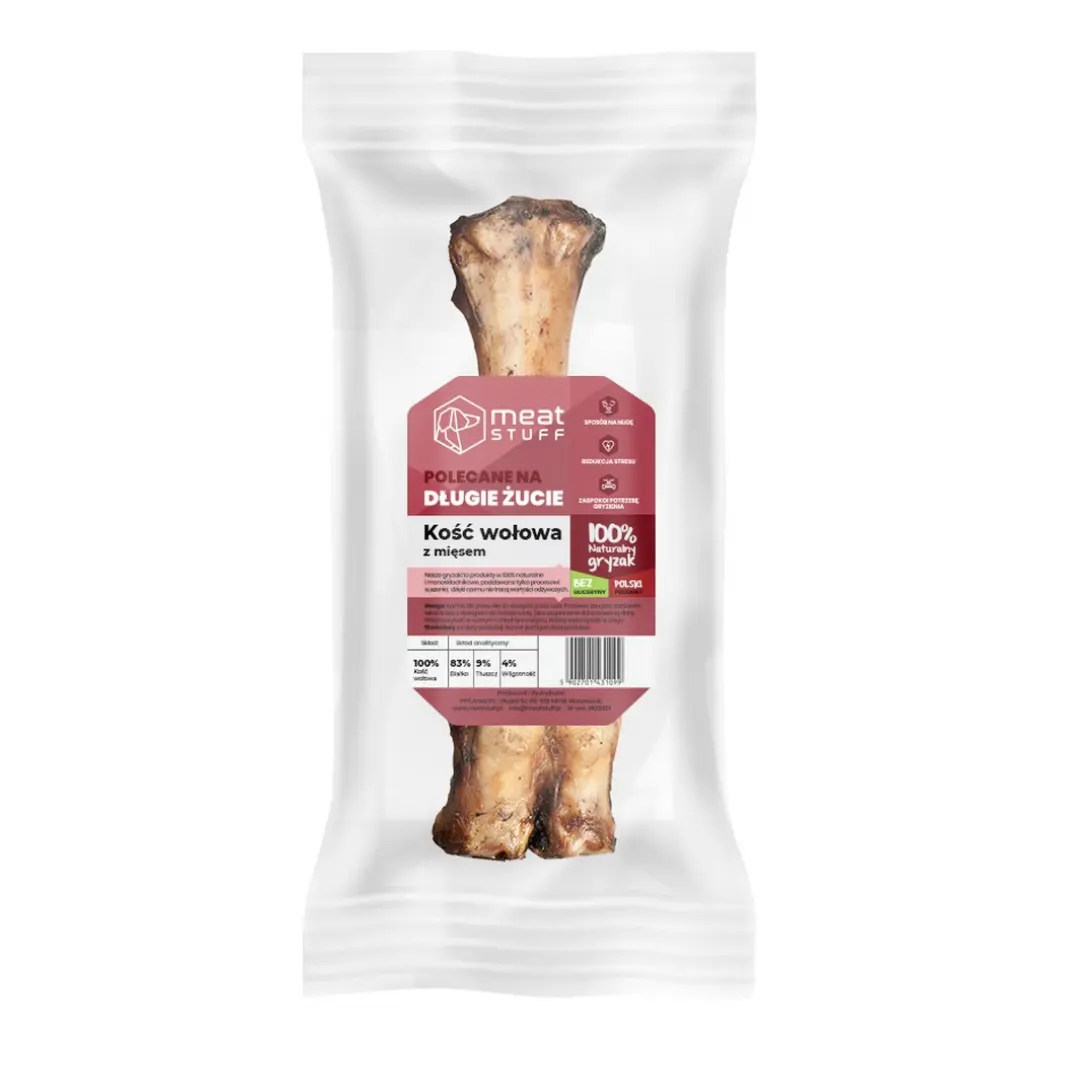 MEATSTUFF GRYZAK DLA PSA KOŚĆ WOŁOWA ZE SKÓRĄ I MIĘSEM 1 SZT.