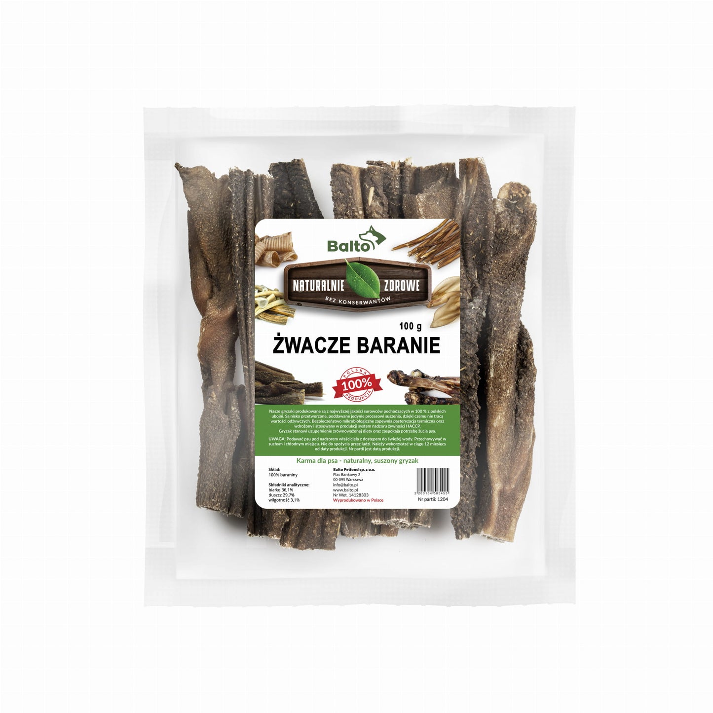 BALTO GRYZAK DLA PSA ŻWACZE BARANIE 100G
