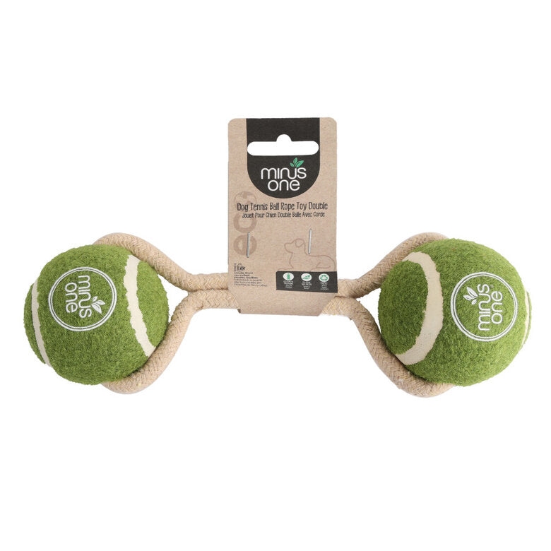 MINUS ONE DOG TENNIS BALL ROPE TOY DOUBLE MEADOW