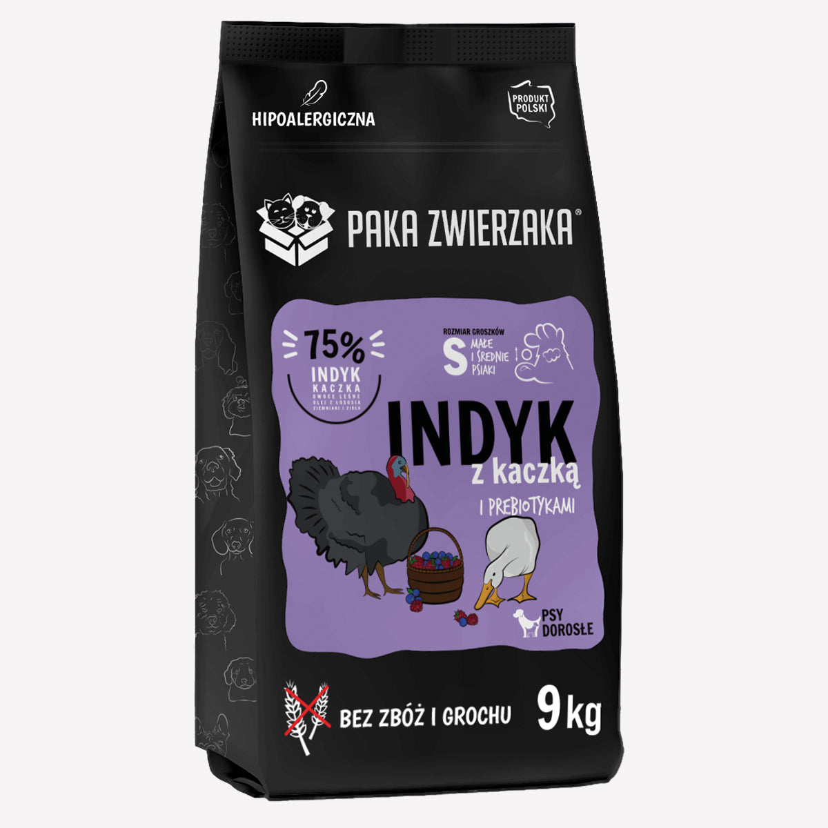 PAKA ZWIERZAKA SUCHA KARMA PIES INDYK Z KACZKĄ S 9KG