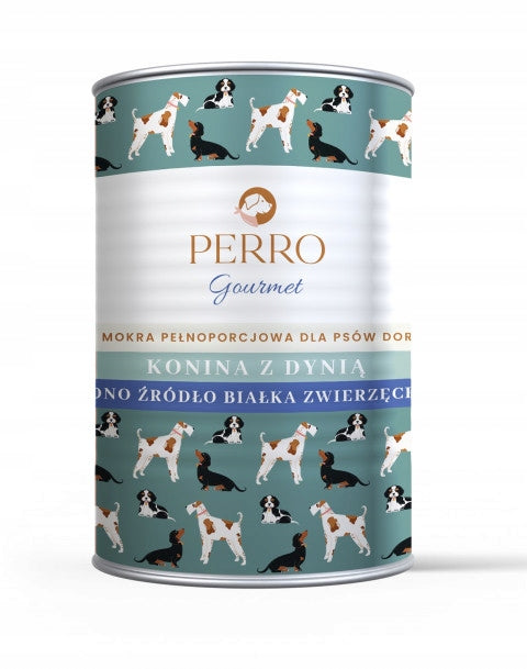 PERRO GOURMET JUNIOR MOKRA KARMA DLA PSA KONINA Z DYNIĄ 400G
