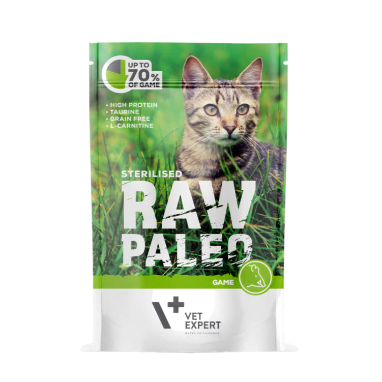 RAW PALEO STERILISED MOKRA KARMA DLA KOTA GAME 100G