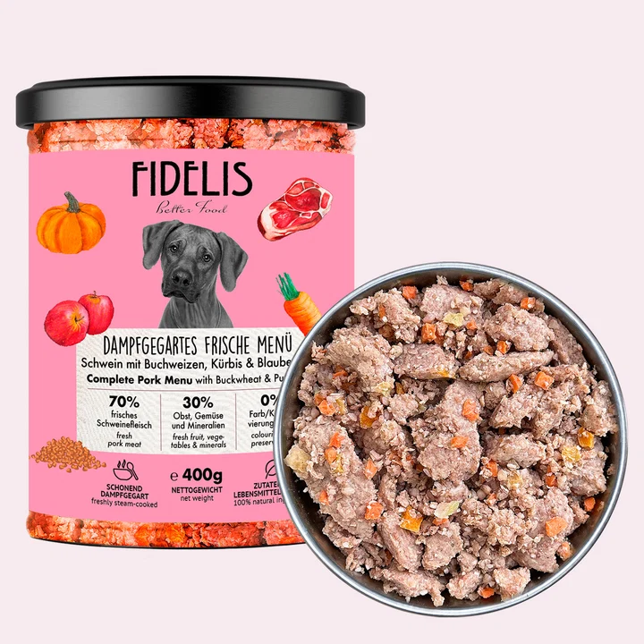 FIDELIS GOTOWANA KARMA DLA PSA WIEPRZOWINA Z DYNIĄ 400G
