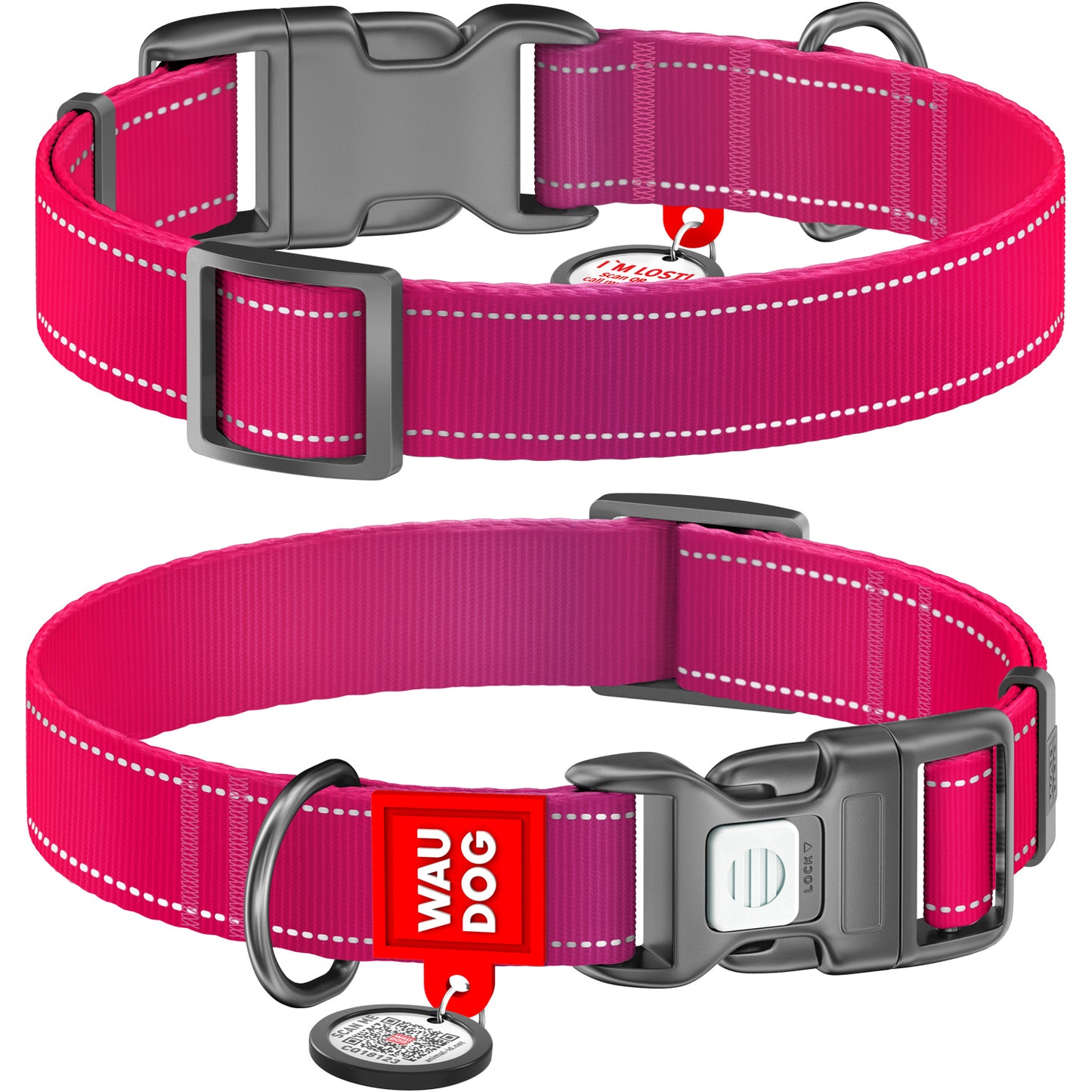 WAUDOG NYLON MONO OBROŻA PLASTIKOWY FASTEX XL 25MM RÓŻOWY