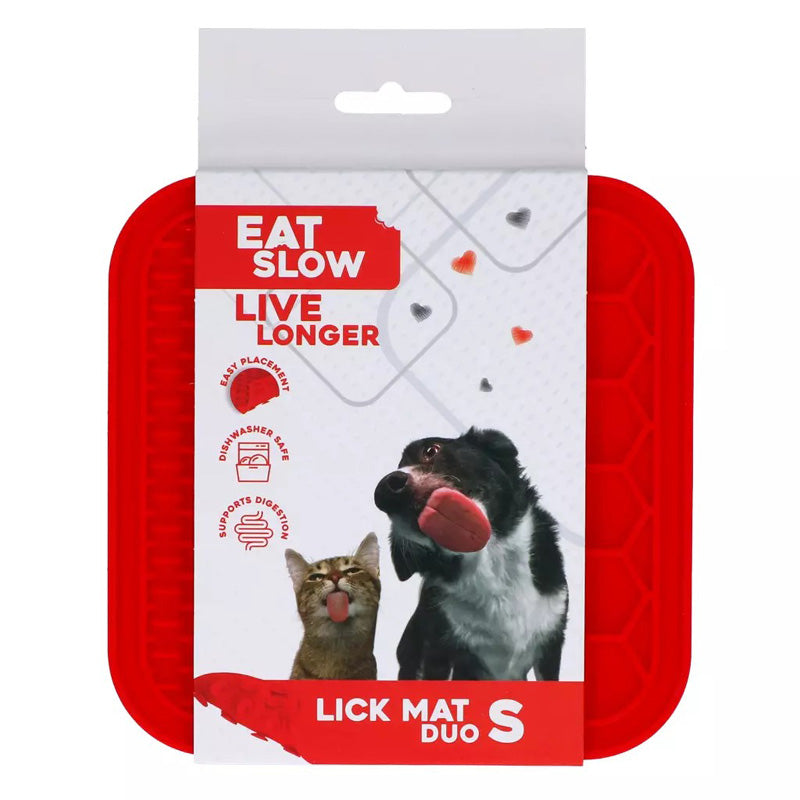 EAT SLOW LIVE LONGER LICK MAT DUO S RED