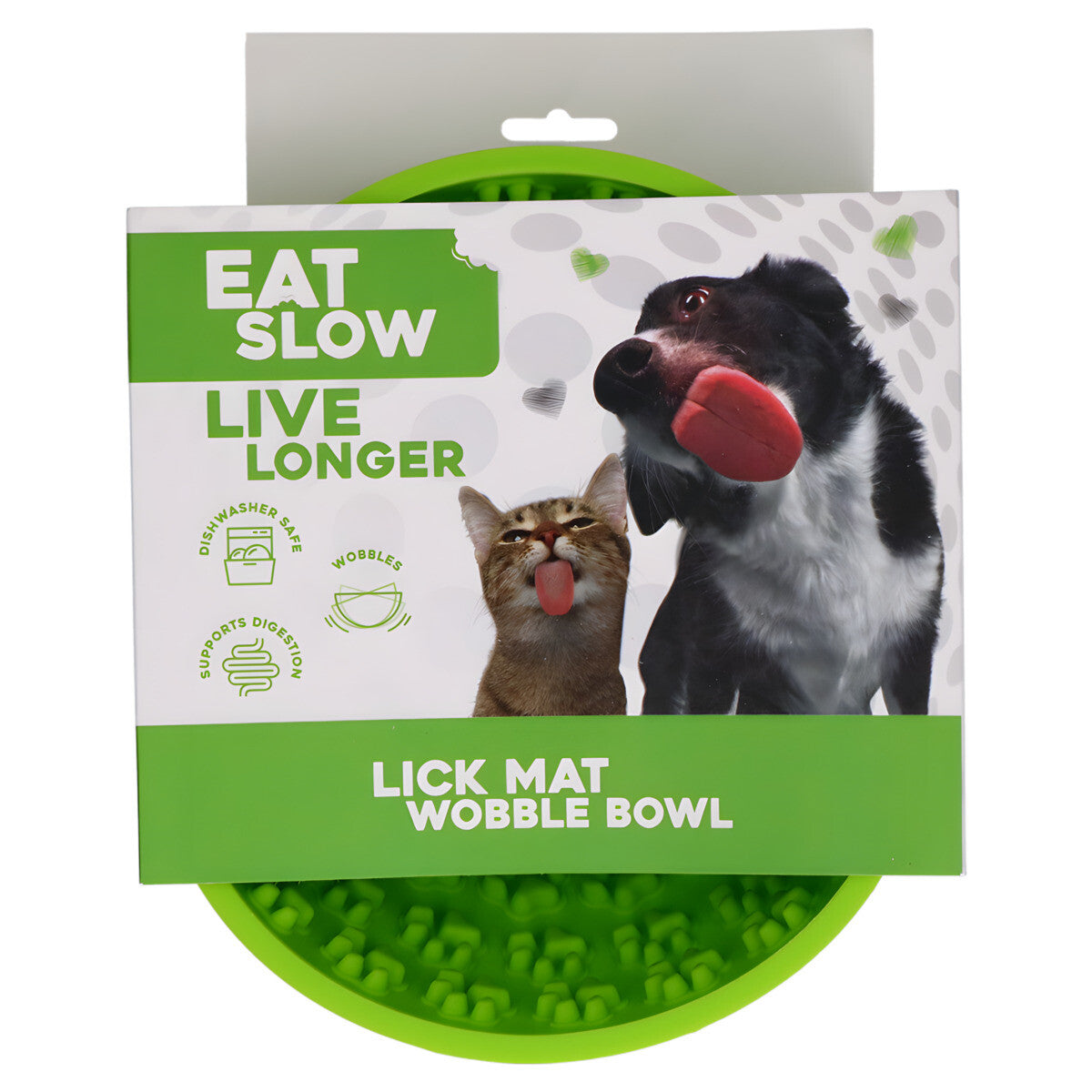 EAT SLOW LIVE LONGER LICK MAT WOBBLE BOWL GREEN