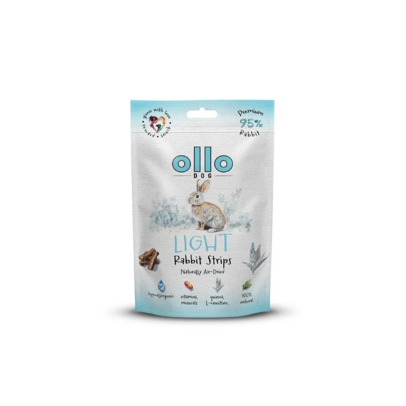 OLLO AIR DRIED PRZYSMAKI DLA PSA LIGHT RABBIT STRIPS 80G