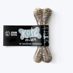 JOHN DOG KOŚĆ DO ŻUCIA W SKÓRZE DORSZA 17CM