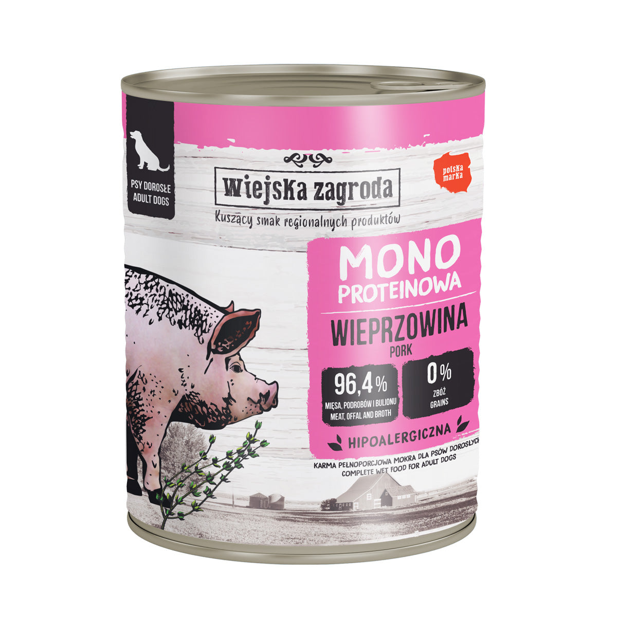 WIEJSKA ZAGRODA MONO MOKRA KARMA DLA PSA WIEPRZOWINA 800G