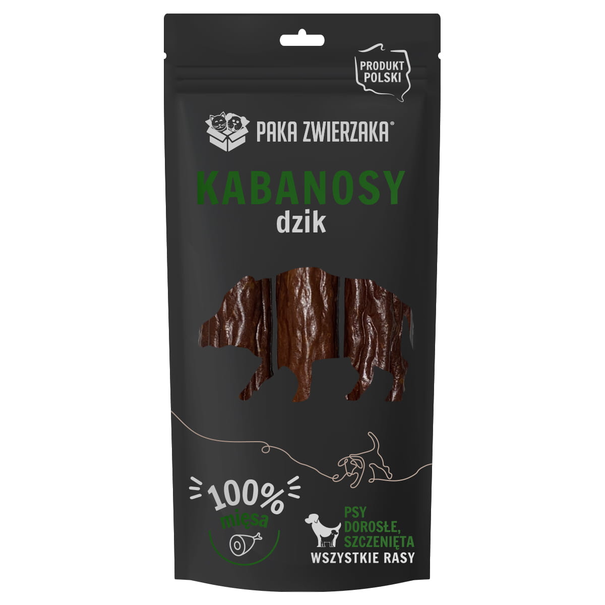 PAKA ZWIERZAKA PRZYSMAKI DLA PSA KABANOSY Z DZIKA 3SZT