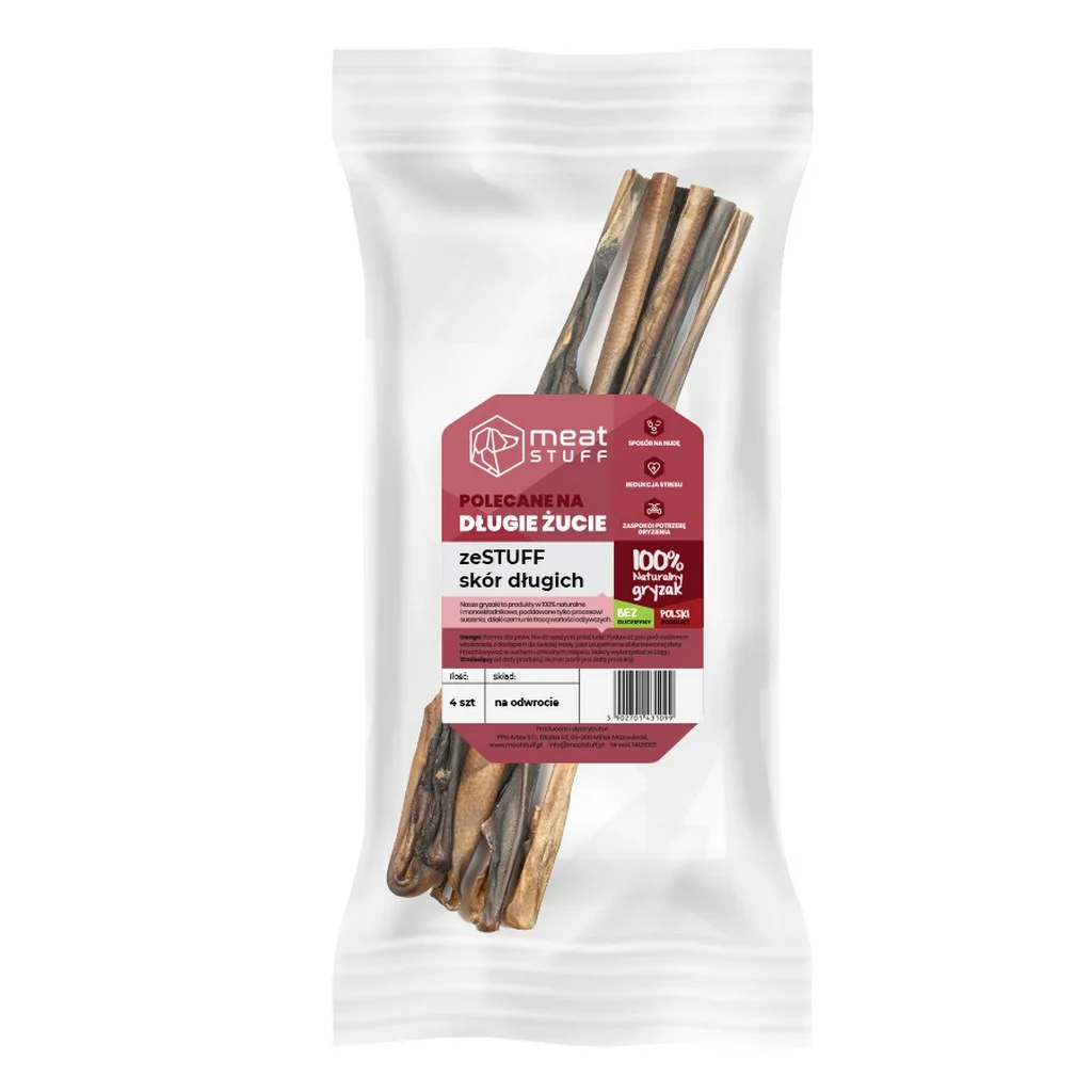 MEATSTUFF GRYZAK DLA PSA ZESTUFF DŁUGICH SKÓR MEAT STUFF 4 SZT.