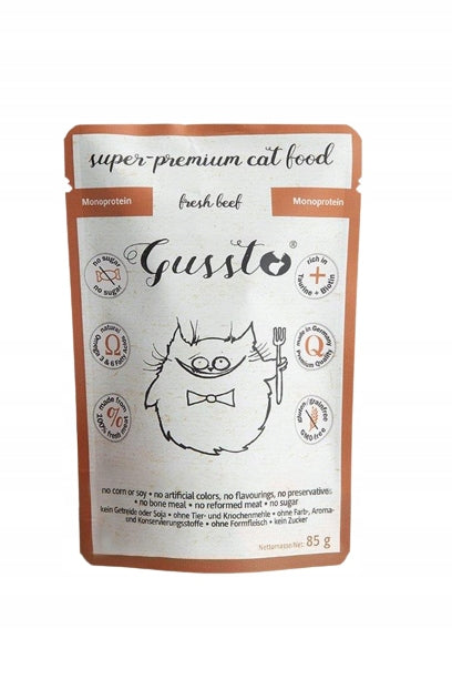 GUSSTO MOKRA KARMA DLA KOTA WOŁOWINA 85G