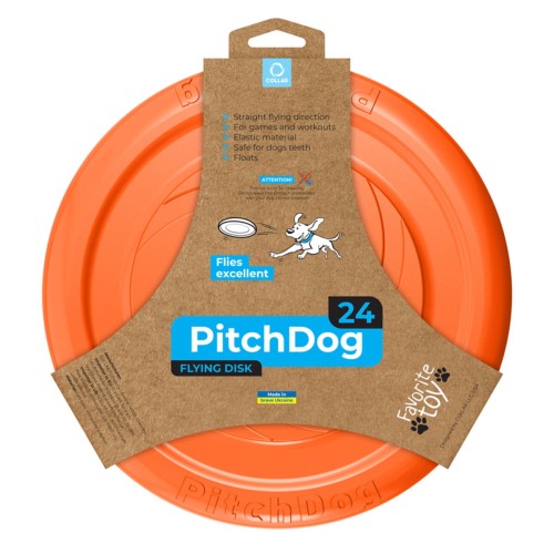 PITCHDOG ZABAWKA, LATAJĄCY DYSK, ŚREDNICA 24 CM POMARAŃCZOWY
