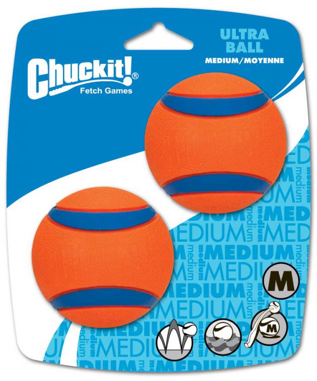 CHUCKIT ULTRA BALL M 6 CM 2 PACK - ULTRA SPRĘŻYSTE PIŁKI DO APORTOWANIA