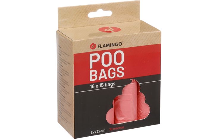 FLAMINGO POOP BAG BASIC PASTEL PINK 16X15PCS