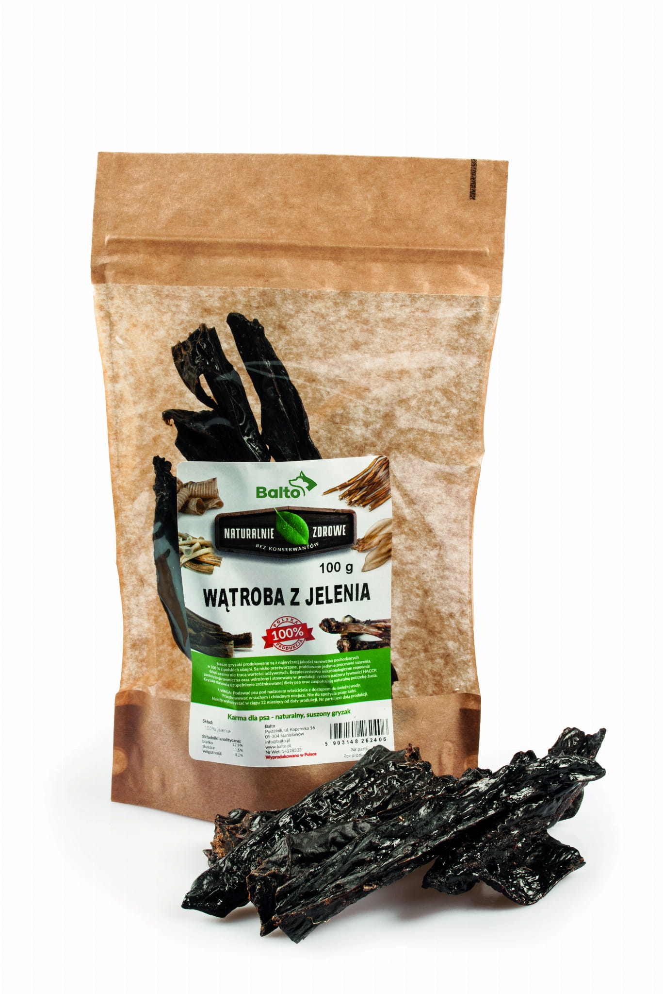BALTO GRYZAK DLA PSA WĄTROBA JELENIA PREMIUM 100G