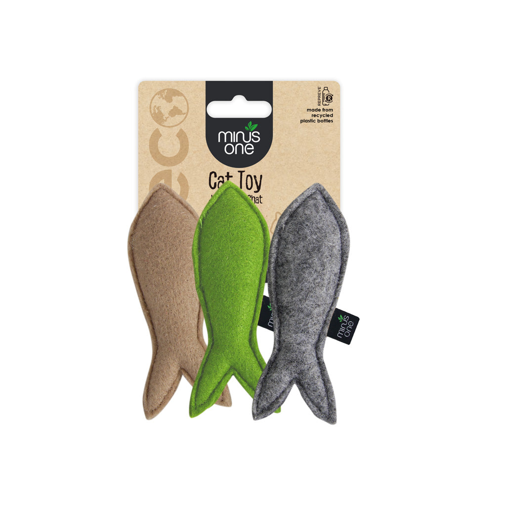 MINUS ONE FELT CAT TOYS - 3 PACK FISH