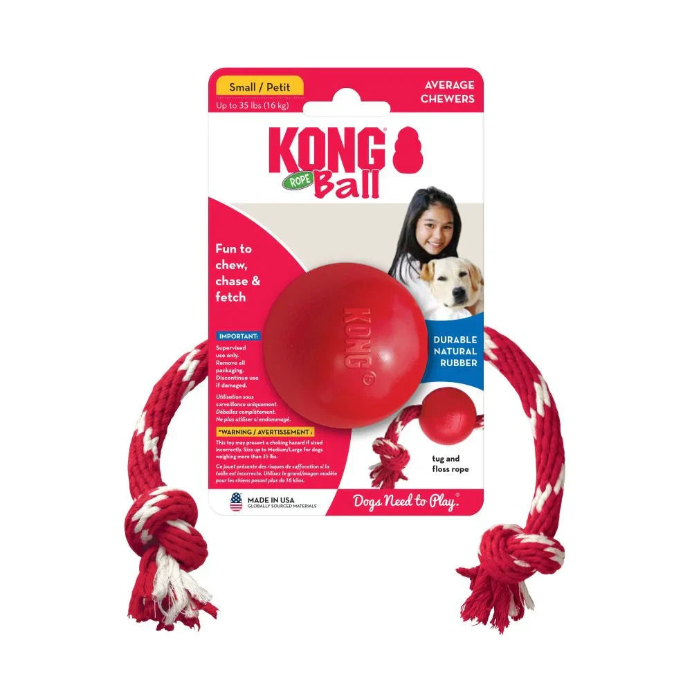 KONG BALL WITH ROPE SMALL