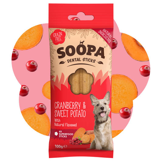 SOOPA DENTAL STICK PRZYSMAK DLA PSA CRANBERRY SWEET POTATO 100G