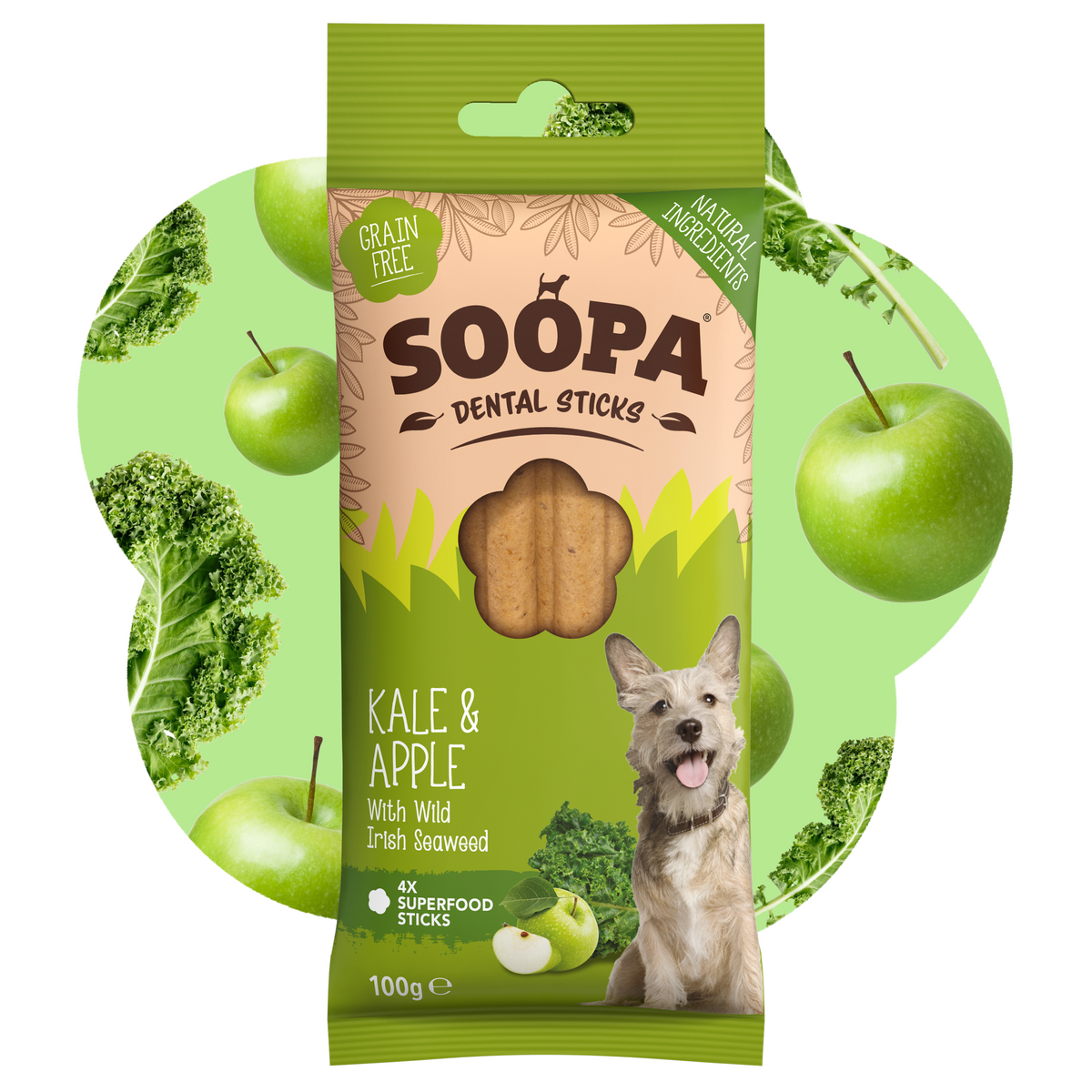 SOOPA DENTAL STICK PRZYSMAK DLA PSA KALE APPLE 100G