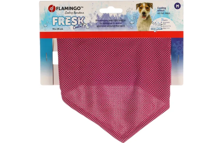 FLAMINGO CHŁODZĄCA BANDANA DLA PSA RÓŻOWA M 70X25CM