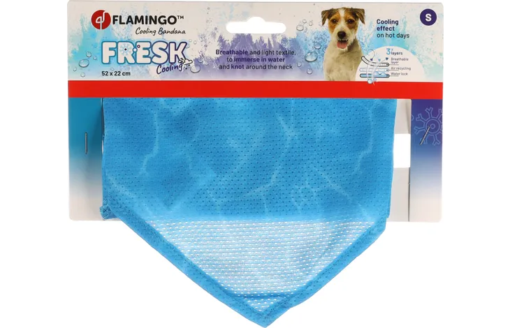 FLAMINGO CHŁODZĄCA BANDANA DLA PSA NIEBIESKA S 52X22CM