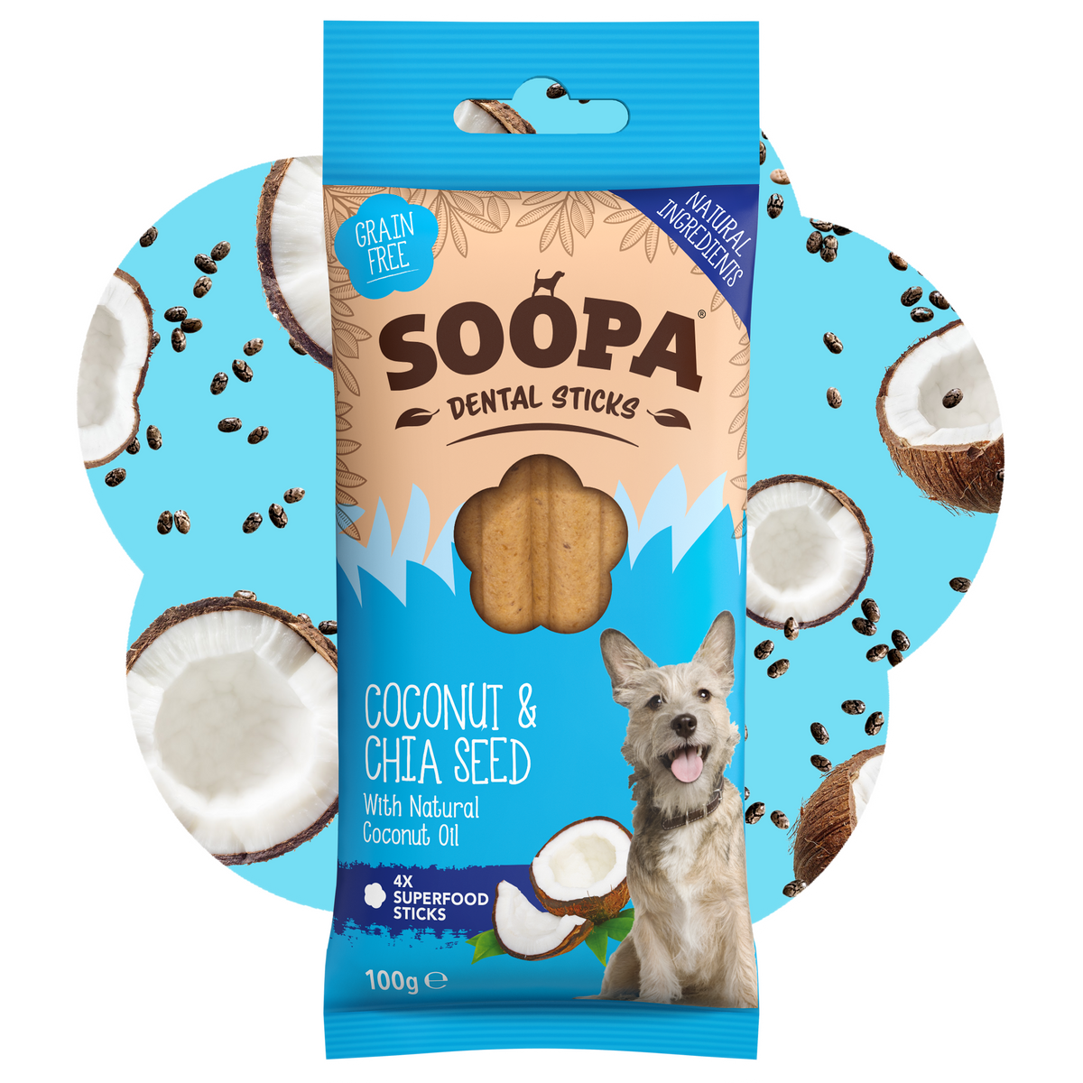 SOOPA DENTAL STICK PRZYSMAK DLA PSA COCONUT CHIA SEED 100G