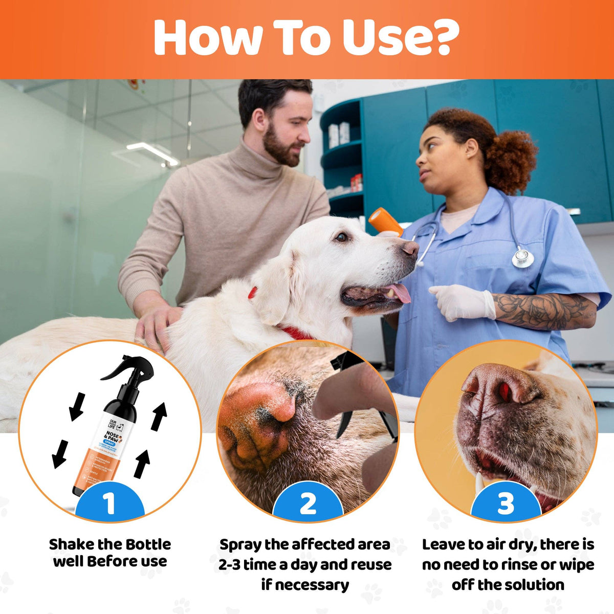 OURPETSLIFE SPRAY DLA PSA DO CZYSZCZENIA ŁAP I NOSA