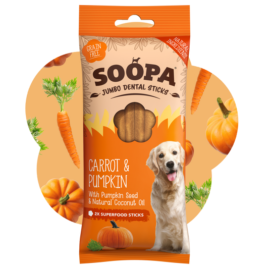 SOOPA JUMBO DENTAL STICK PRZYSMAK DLA PSA CARROT PUMPKIN 185G