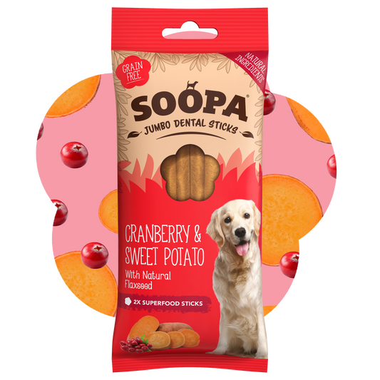 SOOPA JUMBO DENTAL STICK PRZYSMAK DLA PSA CRANBERRY SWEET POTATO 185G