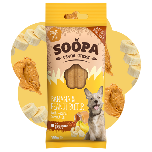 SOOPA DENTAL STICK PRZYSMAK DLA PSA BANANA PEANUT BUTTER 100G