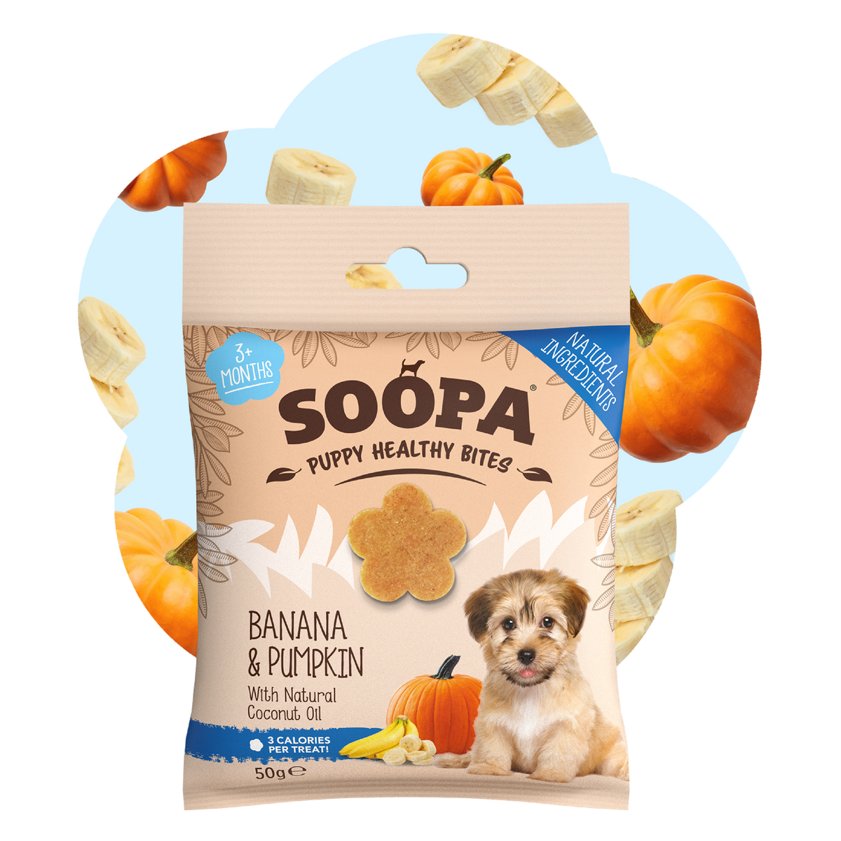 SOOPA PUPPY HEALTHY BITES PRZYSMAK DLA PSA BANANA PUMPKIN 50G