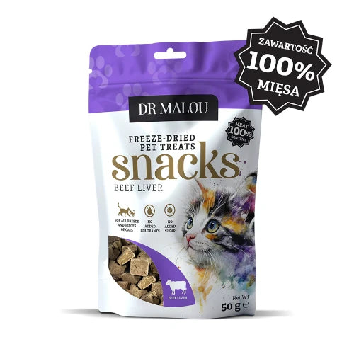 DR MALOU SNACKS LIOFILIZOWANY PRZYSMAK DLA KOTA WĄTROBA WOŁOWA 50G