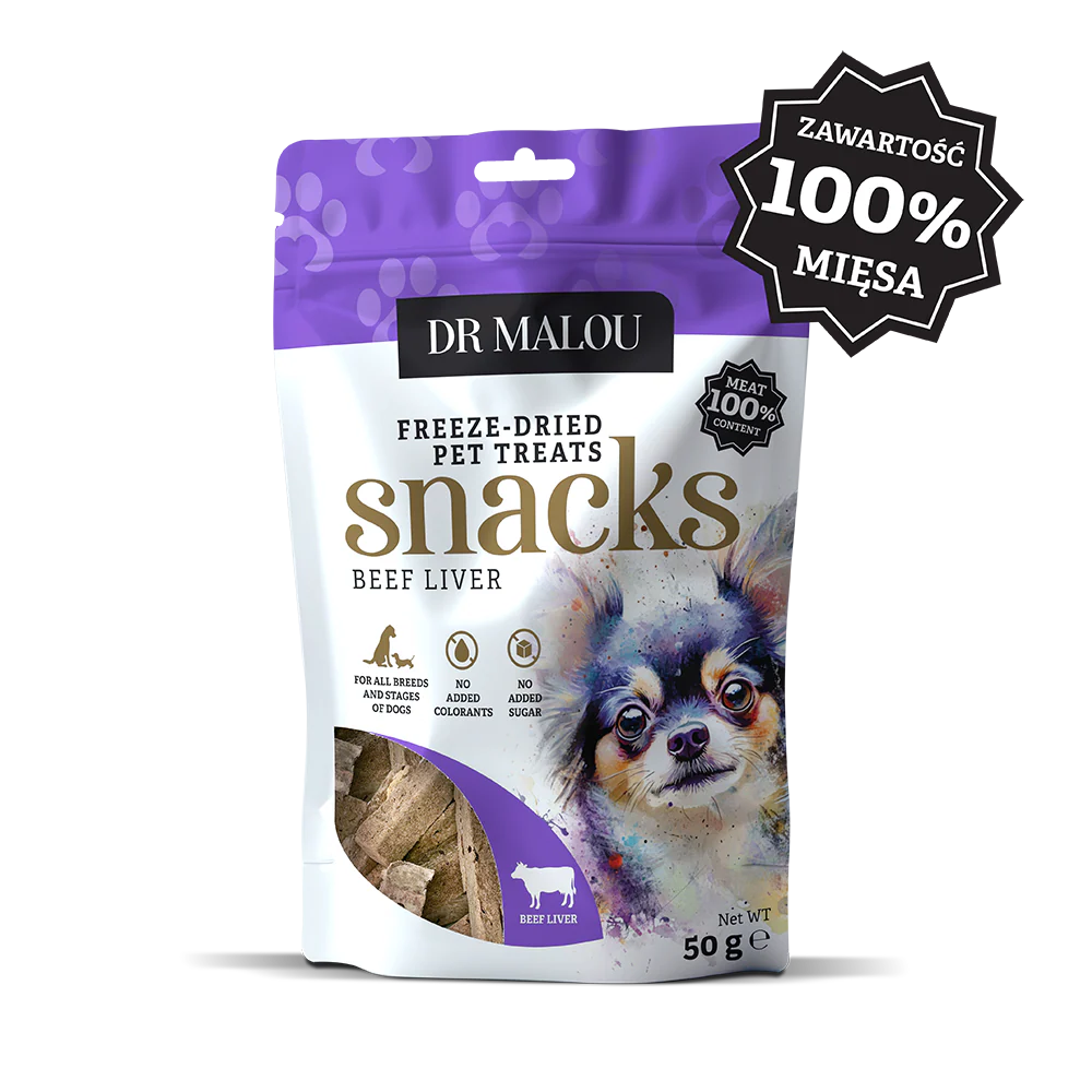 DR MALOU SNACKS LIOFILIZOWANY PRZYSMAK DLA PSA WĄTROBA WOŁOWA 50G