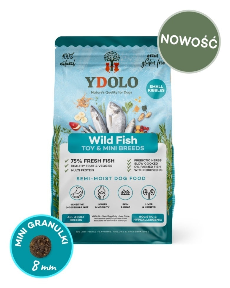 YDOLO MINI PÓŁWILGOTNA KARMA DLA PSA WILD FISH 700G