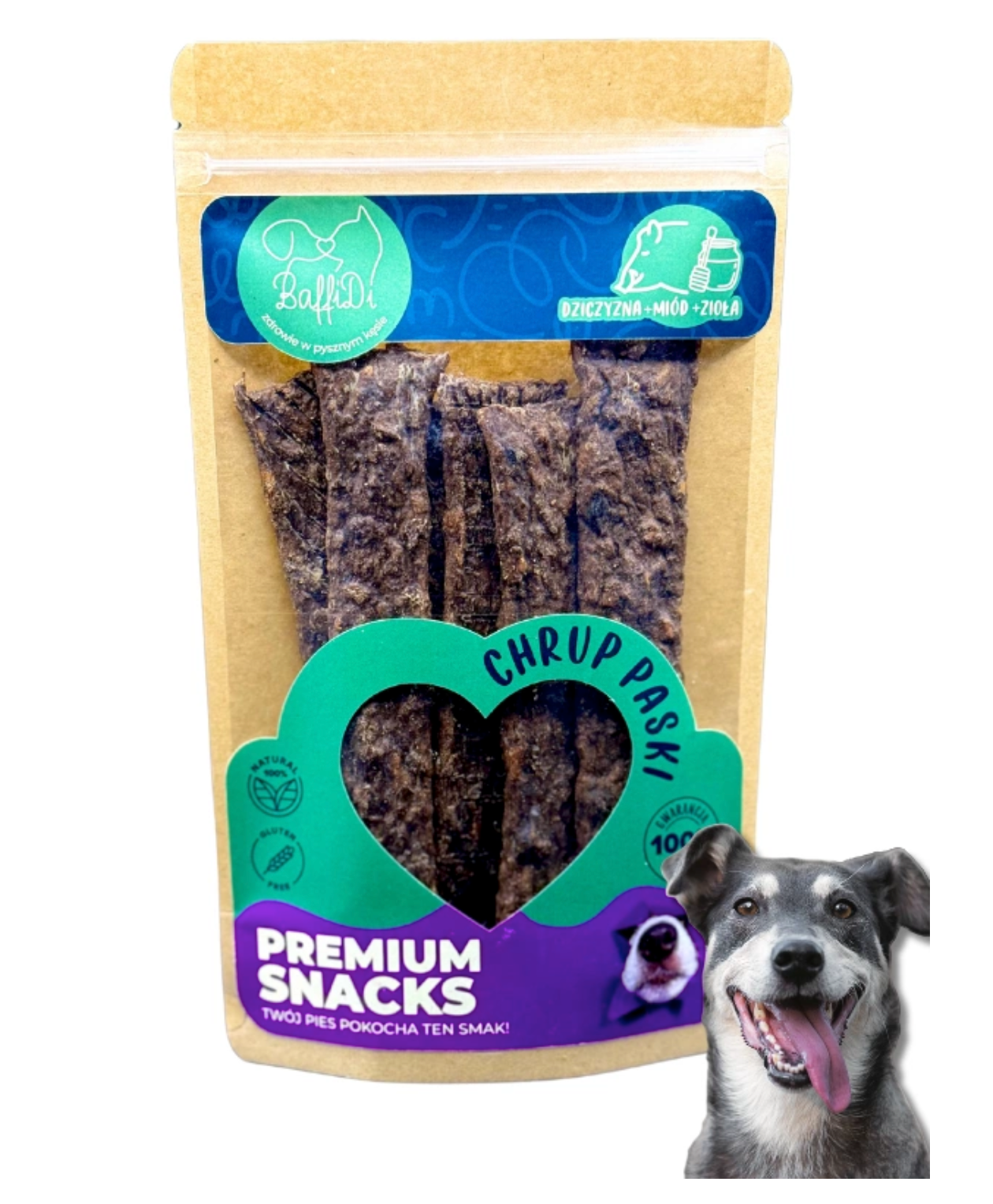 BAFFIDI CHRUPPASKI PRZYSMAKI DLA PSA DZICZYZNA Z MIODEM 100G