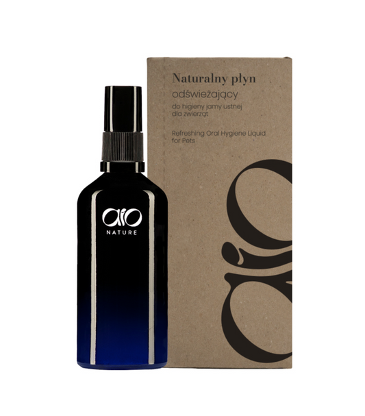 AIO NATURALNY PŁYN ODŚWIEŻAJĄCY DO HIGIENY JAMY USTNEJ DLA ZWIERZĄT 100ML