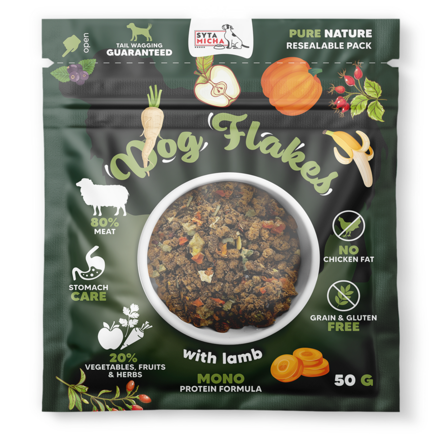 SYTA MICHA DOG FLAKES SUSZONA KARMA DLA PSA JAGNIĘCINA 50G