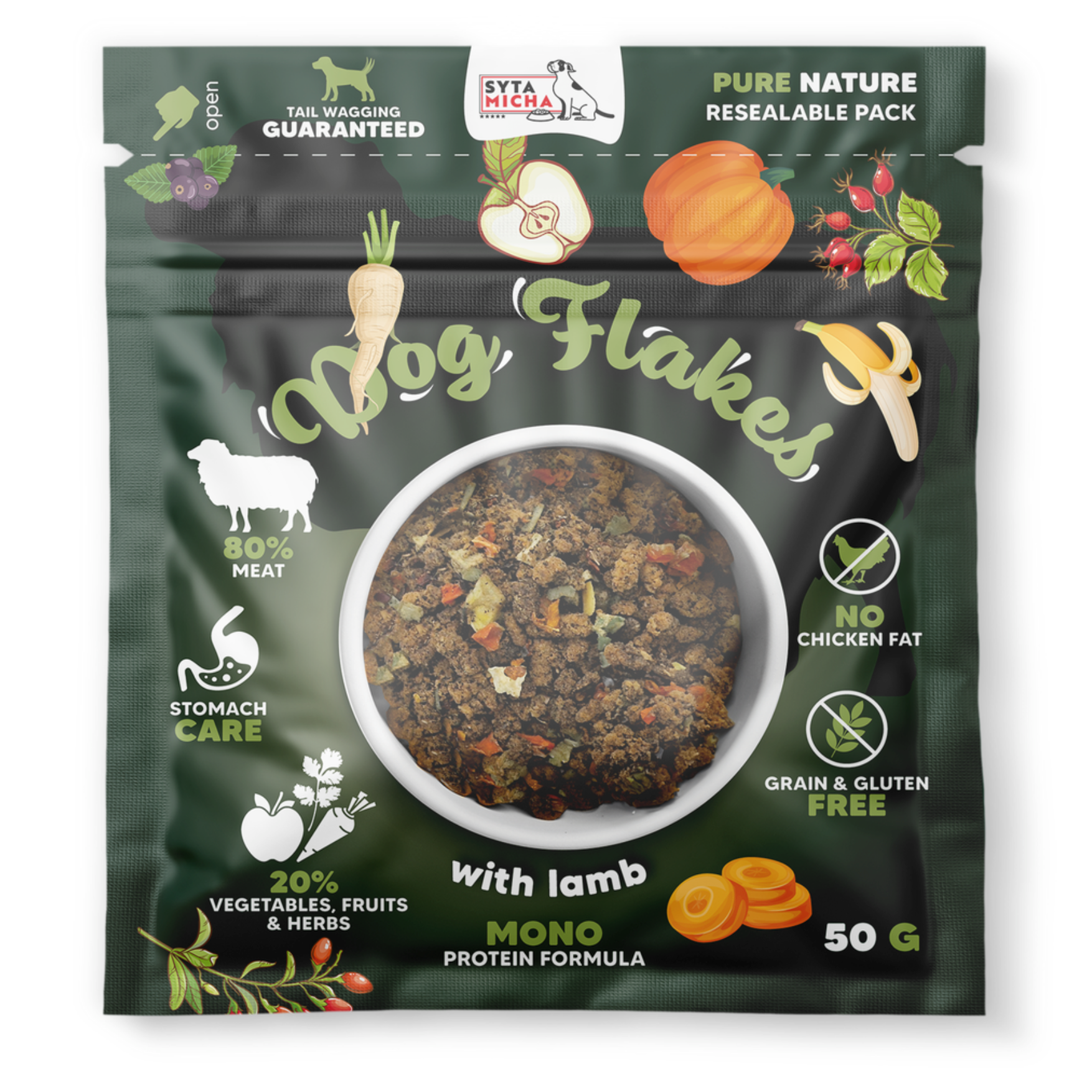 SYTA MICHA DOG FLAKES SUSZONA KARMA DLA PSA JAGNIĘCINA 50G