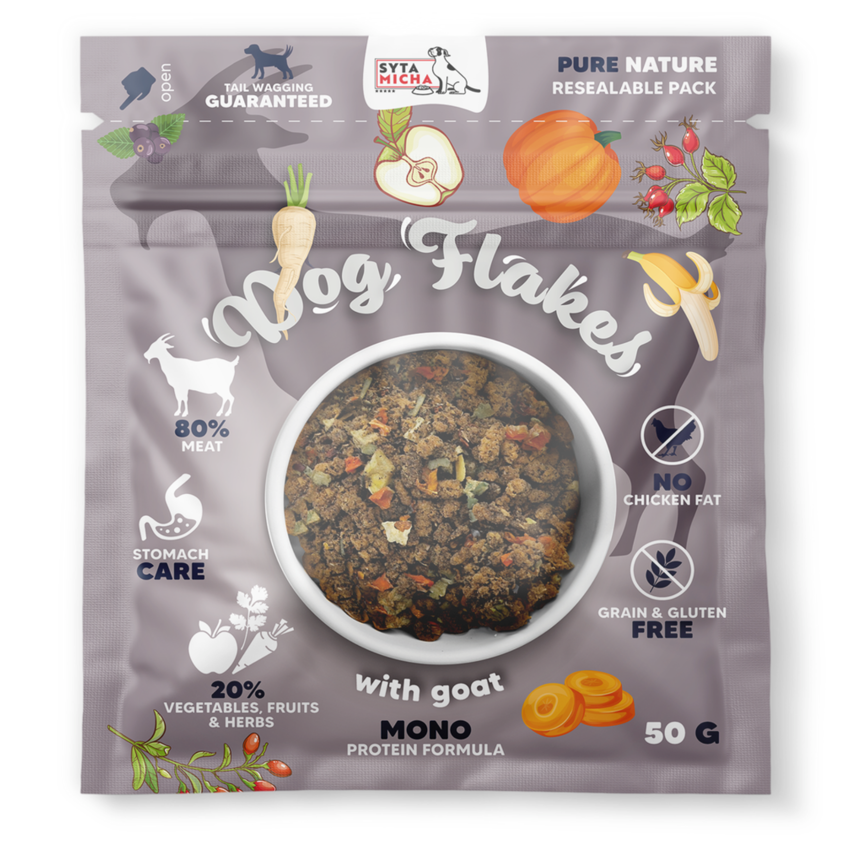 SYTA MICHA DOG FLAKES SUSZONA KARMA DLA PSA KOZA 50G