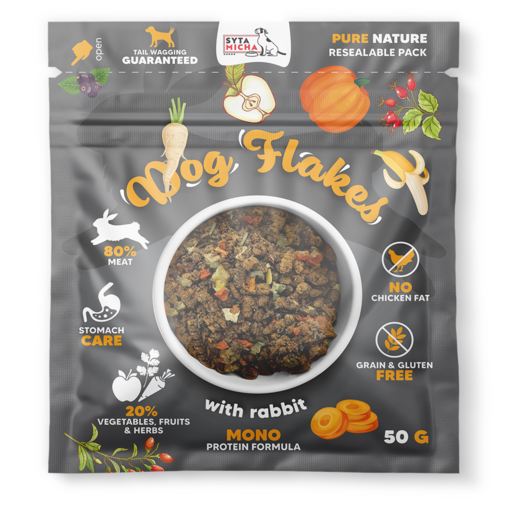 SYTA MICHA DOG FLAKES SUSZONA KARMA DLA PSA KRÓLIK 50G