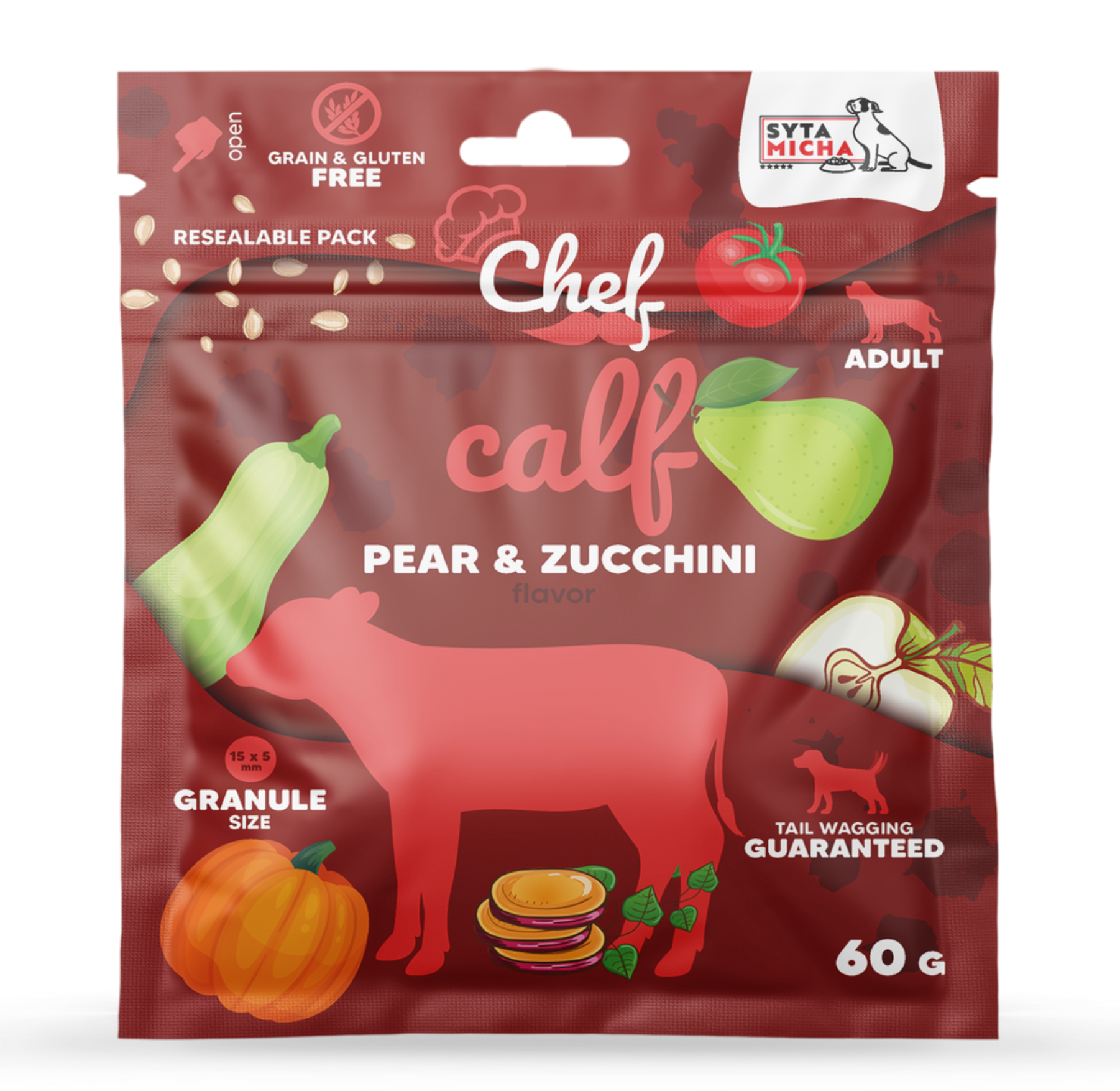 SYTA MICHA CHEF SUCHA KARMA DLA PSA CIELĘCINA, GRUSZKA, CUKINIA 60G