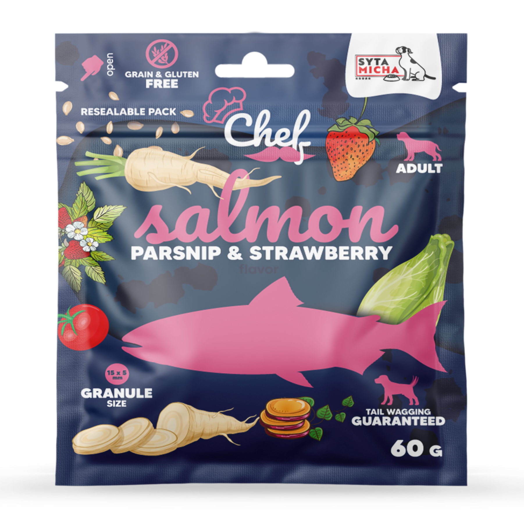 SYTA MICHA CHEF SUCHA KARMA DLA PSA ŁOSOŚ 60G