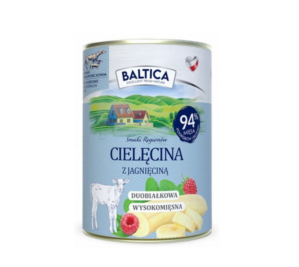 BALTICA SMAKI REGIONÓW MOKRA KARMA DLA PSA CIELĘCINA Z JAGNIĘCINĄ 400G