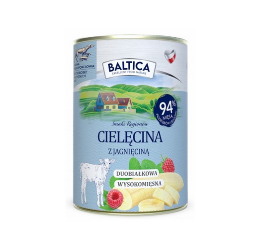 BALTICA SMAKI REGIONÓW MOKRA KARMA DLA PSA CIELĘCINA Z JAGNIĘCINĄ 400G