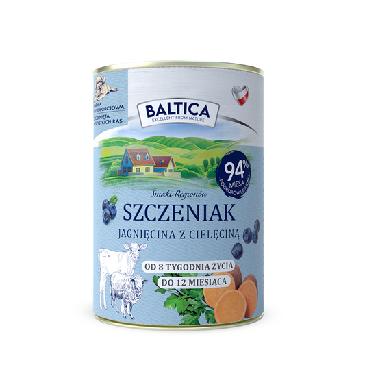 BALTICA SMAKI REGIONÓW MOKRA KARMA DLA PSA JUNIOR JAGNIĘCINA Z CIELĘCINĄ 400G