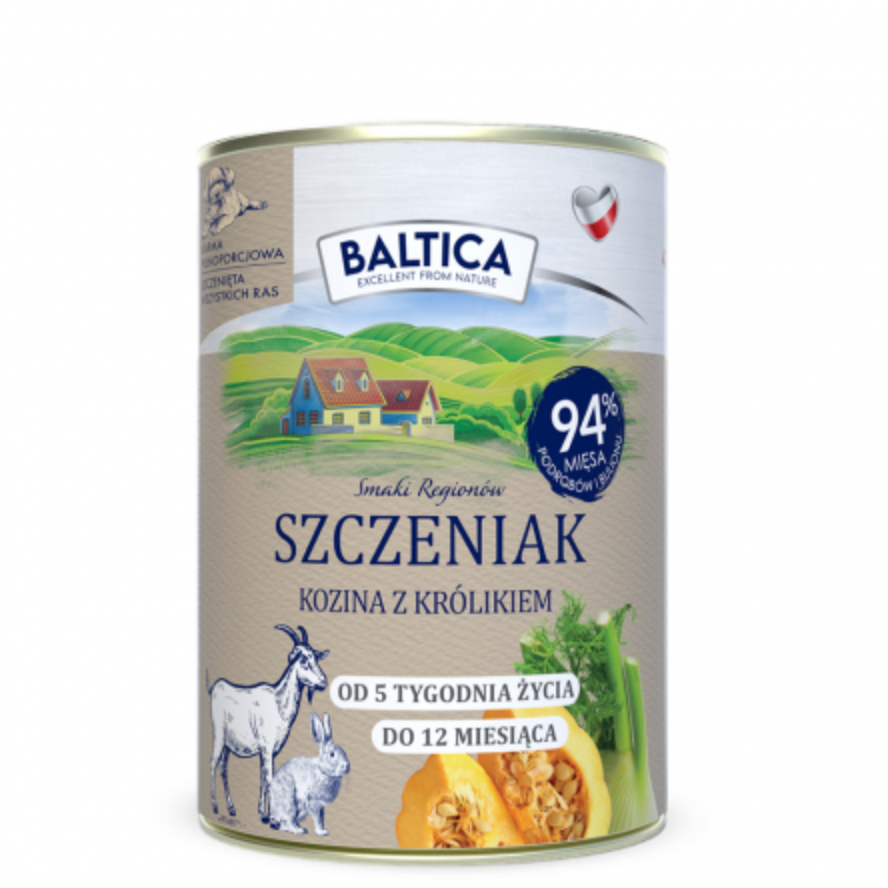 BALTICA SMAKI REGIONÓW MOKRA KARMA DLA PSA JUNIOR KOZINA Z KRÓLIKIEM 400G