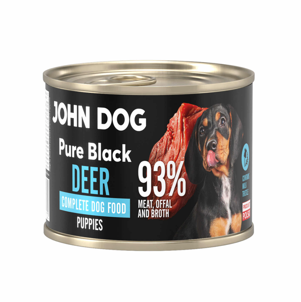 JOHN DOG PURE BLACK JUNIOR MOKRA KARMA DLA PSA JELEŃ 200G