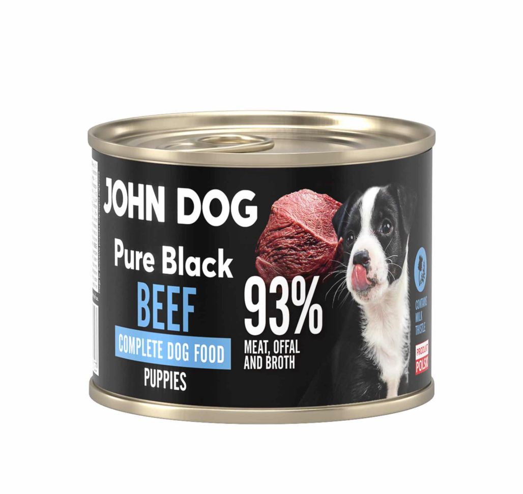 JOHN DOG PURE BLACK JUNIOR MOKRA KARMA DLA PSA  WOŁOWINA 200G